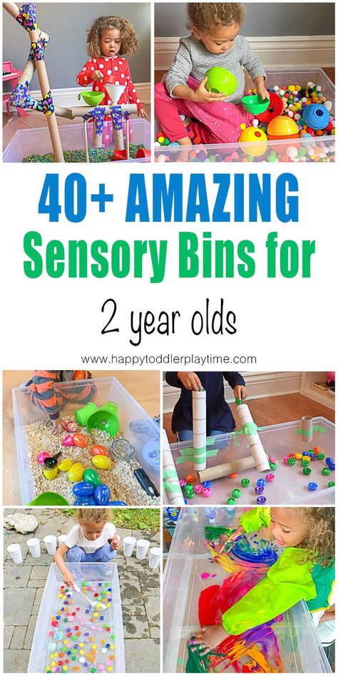 21 Amazing Sensory Bins for Toddlers - HAPPY TODDLER PLAYTIME Here are 40+ fun and amazing SENSORY BINS for toddlers and preschoolers. Learn and play with all these sensory bin ideas from rice to pom poms and more! Toddler Rice Activities, Sensory Activities 2-3, Good Sensory Activities, Sensory Bin Themes For Preschool, What To Put In Sensory Bin, Sensory Bins Rice, Sensory Play For 2 Yo, Sensory Bins For Three Year Olds, Pom Pom Play Ideas