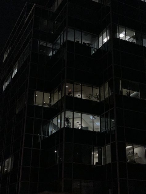 Dark Office Building Aesthetic, Sammiecore Aesthetic, Building Dark Aesthetic, Office Buildings Aesthetic, Night Office Aesthetic, Office At Night Aesthetic, Black Building Aesthetic, Office Building Aesthetic, Dark Building Aesthetic