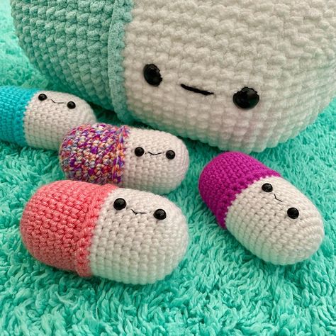 Chill Pill(ow) Free Pattern Amigurumi Patterns, Free Crochet Pattern Squishmallow, Chill Pill Crochet Pattern Free, Crochet Chill Pill Free Pattern, Chill Pill Crochet Pattern, Plushie Patterns Crochet, Crochet Squishmallow Pattern Free, Crochet Chill Pill, Bernat Blanket Yarn Patterns Crochet