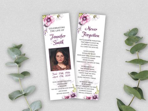 Memorial Bookmarks Funeral, Funeral Centerpieces, Obituaries Ideas, Funeral Planner, Funeral Pamphlet, Funeral Favors, Memory Collage, Memorial Cards For Funeral, Ms Word Template