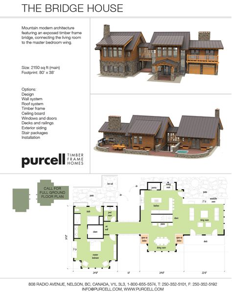 Purcell Timber Frames - Prefabricated Homes - The Bridge House Prefabricated Homes, Architectural Plan, Bridge House, Sims House Plans, Frame House, Prefabricated Houses, Casa Container, Timber Frame Homes, Custom Home Designs