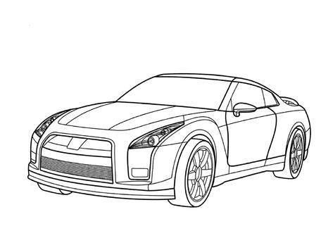 Gtr Drawing, Vehicle Drawing, Cars Coloring, Gtr Car, R35 Gtr, Nissan Skyline Gt, Cars Coloring Pages, Truck Coloring Pages, Nissan Skyline Gtr