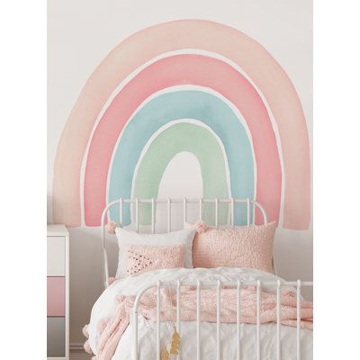 Discover your very own pot of gold at the end of this playful watercolor rainbow peel-and-stick vinyl wall sticker available exclusively from zoomie kids. | Zoomie Kids Rainbow Wall Decal Orange 59.0 in, Vinyl | Home Decor | TKMS2150_76891800 | Wayfair Canada Toddler Girl Room Rainbow, Girls Room Rainbow Wall, Pink Rainbow Wall, Girls Room Decals, Rainbow Girls Room, Vinyl Home Decor, Rainbow Wall Decal, Kids Rainbow, Toddler Girl Room