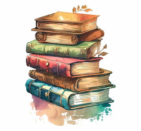 Stack of old vintage books hand drawn co... | Premium Photo #Freepik #photo #book #textbook #open-book #literature-background Araling Panlipunan, Books Clipart, Book Background, Watercolor Books, Book Tattoo, Book Drawing, Painted Books, Aesthetic Drawing, Color Pencil Drawing