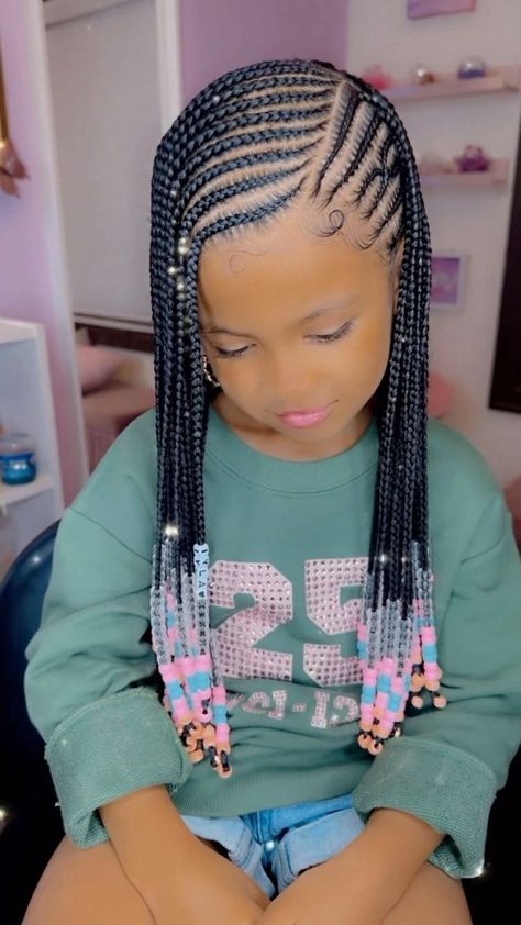 Kids Cornrow Hairstyles, Toddler Braided Hairstyles, Toddler Braids, Black Kids Braids Hairstyles, Lil Girl Hairstyles, Kids Curly Hairstyles, Kid Braid Styles, Kids Hairstyles Girls