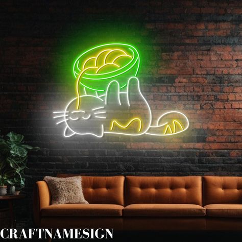 Lazy Cat Eat Ramen Noodles Neon Sign, Cat Eat Ramen Led Sign, Custom Neon Sign, Open Japanese Ramen Restaurant Light, Noodles Shop Wall Art Neon Signs Let's make a special highlight to light up your work area, home decor, or any event with your special neon signs. Neon lights are an easy way to light up your space with warm, romantic, and wonderful light. Our neon signs are handmade, we always create and package every piece of art ourselves to ensure the highest quality product for you. Installation method: Hanging Or Mount Worldwide Shipping => MATERIALS - GUARANTEE Unlike glass neon, LED neon strips are made from long-lasting, durable, environmentally friendly, and safe to use, set on a clear acrylic backboard. The sign comes complete with a 2-meter clear power cord and black power adapt Dog Burrito, Burrito Restaurant, Mexican Burrito, Cat Lead, Dog Sleep, American Akita, Dog Light, Akita Dog, Shop Decor