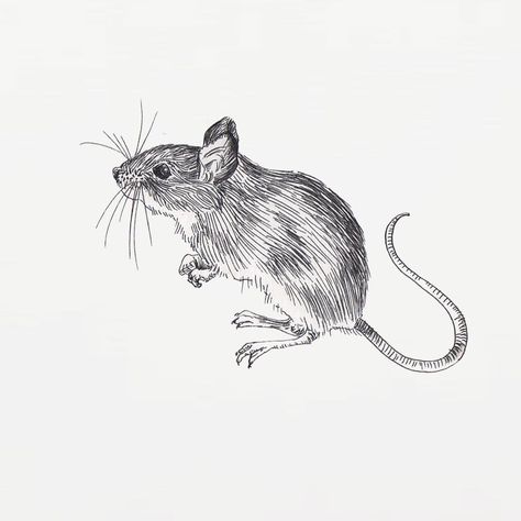 Patchwork, Mouse Ink Drawing, Field Mouse Drawing, Mouse And Strawberry, Mouse Tattoo Design, Mice Drawing, Mice Illustration, Drawing Mouse, Mouse Standing