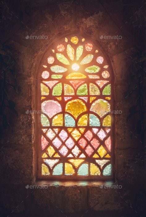 Stained glass window by Anna_Om. Stained glass window, amazing colorful window of an ancient church, house of god, place of worship, old ancient cathe... #Affiliate #Anna_Om, #amazing, #colorful, #Stained Painting On Glass Windows, Stain Glass Window Art, 16 Tattoo, Stained Glass Windows Church, Colorful Peacock, Church House, Window Stained, Window Drawing, Stained Glass Church