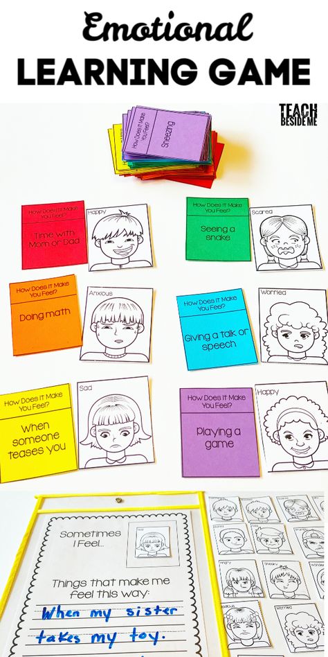 Recognizing Emotions Activities, Emotion Situation Cards, Montessori Feelings Activities, Emotions Matching Game, Identify Emotions Activities, Big Feelings Activities, Emotion Matching Game, Social Emotional Games Preschool, Emotion Memory Game