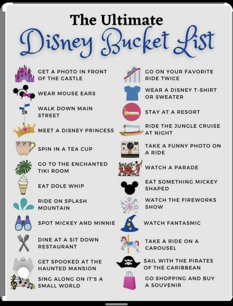 How To Prepare For Disneyland Trip, Disneyland Paris Bucket List, Disney World To Do List, Disney World Must Do List, Disneyland Bucket List, Disney To Do List, Disney Must Do List, Disneyland List, Orlando Bucket List