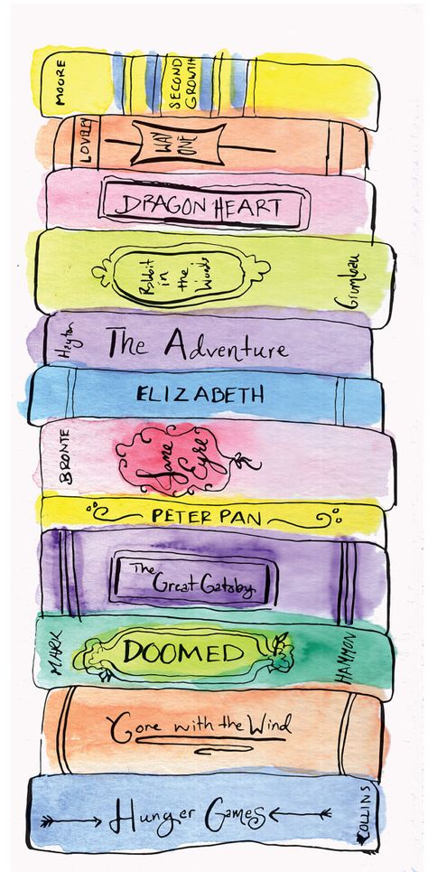 Watercolor Classic Book Stack Drawings Of Books Stacked, Stack Of Books Watercolor Painting, Water Color Books, Book Art Print, Watercolour Bookshelf, Book Stack Painting, Pile Of Books Drawing, Book Stack Drawing, Bookshelf Watercolor