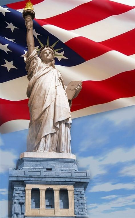 America Statue Of Liberty, State Of Liberty, Patung Liberty, Independence Day Poster, Usa Wallpaper, Patriotic Pictures, Liberty Island, American Flag Wallpaper, I Love America
