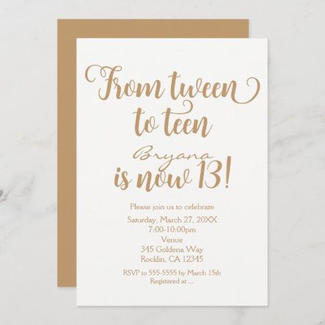 $3.24 | From Tween to Teen 13th Birthday Party ANY COLOR - modern, typography, 13th, thirteen, unique, boys, girls, unisex, gold, minimal Teen Birthday Invitations, Roller Skate Birthday Party, Skate Birthday Party, 13th Birthday Party, Elegant Birthday Invitations, Roller Skate Birthday, 13th Birthday Invitations, Beach Bash, Twin Birthday Parties