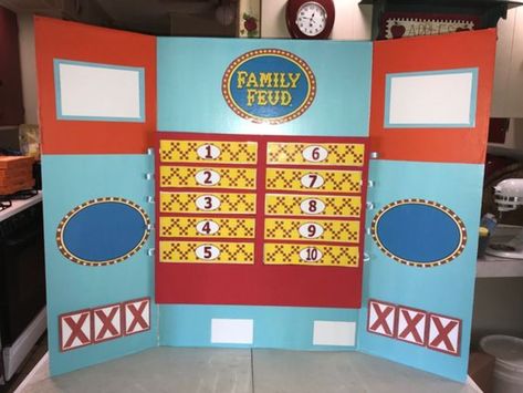 Family Feud Board Diy, Family Feud Diy, Diy Family Feud, Diy Board Game Ideas, Game Ideas For Adults, Board Game Ideas, Diy Board Games, Diy Board Game, Game Night Decorations