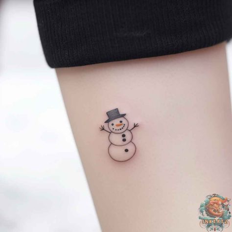 Frosty Ink: Why Snowman Tattoos are the Coolest Winter Trend: 64 Designs - inktat2.com Snowman Tattoo Ideas, Snowman Tattoo Simple, Christmas Tattoo Small, Winter Tattoos, Snowman Tattoo, Winter Tattoo, Melting Snowmen, Small Snowman, Small Tattoos With Meaning