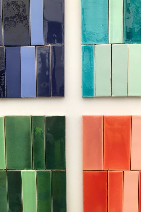 New Terracotta, Colorful Bathroom Tile, Colour Architecture, Art Studio Room, Colourful Tile, Paint Swatches, Vintage Tile, Complimentary Colors, Style Tile