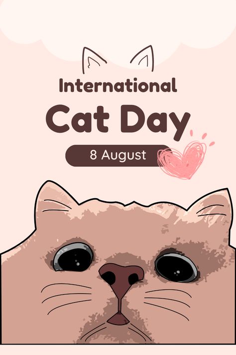 Celebrate International Cat Day! International Cat Day Posts, Happy International Cat Day, World Cat Day, Cat Groomer, Angel Wings Art, National Cat Day, Cartoon Cats, International Cat Day, Google Doodle