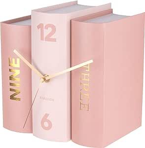 Karlsson Table Clock, Paper, Pink, One Size Dorms Decor, Pink Office Decor, Book Clock, Gold Office, Pink Office, Book Table, Shelf Clock, Cubicle Decor, Toned Paper