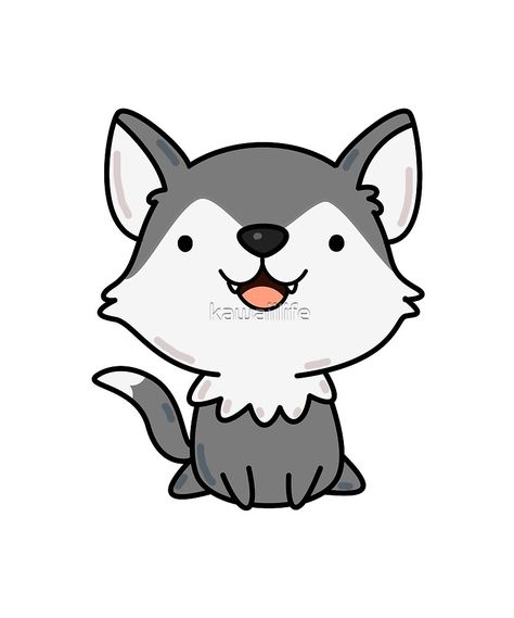 "Kawaii Wolf" by kawaiilife | Redbubble Kawaii, Cute Wolf Illustration, Kawaii Wolf, Easy Animal Drawings, Wolf Illustration, Easy Animals, Kawaii Stuff, Wolf Design, Kawaii Gifts