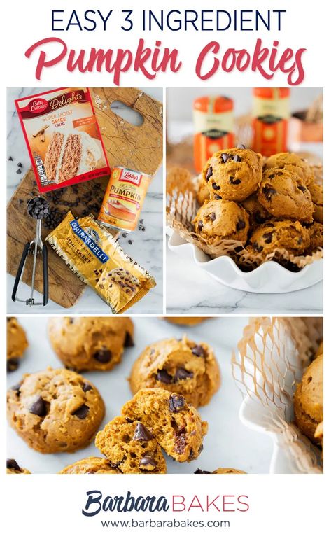 Pumpkin Chocolate Chip Cookies Easy Cake Mixes, Easy Pumpkin Chocolate Chip Cookies, Pumpkin Chocolate Chip Cookies Easy, Three Ingredient Cookies, Pumpkin Chocolate Chip Cookie Recipe, Pumpkin Cookies Easy, Fall Meals, I Lost 100 Pounds, Pumpkin Chocolate Chip Cookies