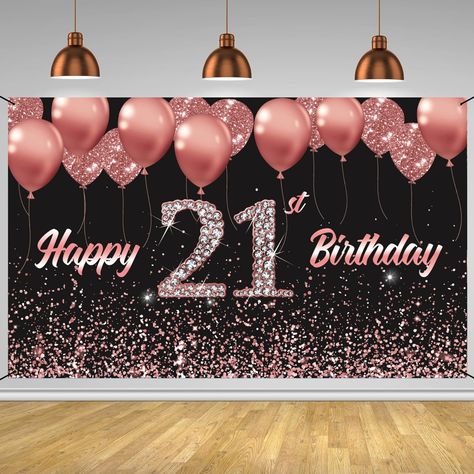 PRICES MAY VARY. [Supper Value Size] - The 21st birthday banner is 5.9ft(width)x3.6ft(heigth) / 70.8 x 43.3 inches. It is large enough for your birthday party. This banner will heighten the excitement of the 21st birthday party. The golden is not really a golden light, just the effect of a golden flash of the backdrop. [Perfect Decoration] - Its size and pattern are very suitable for birthday cake background and photographic background. It is high quality, seamless, durable, lightweight, non-fad 21st Backdrop, 21st Birthday Backdrop, Gold 21st Birthday, Happy Birthday Hd, 21st Birthday Banner, Photographic Background, Cake Background, Birthday Plans, Diy Photo Backdrop