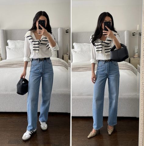 petite friendly levis ribcage polene bag adidas sambas gucci slingbacks Levi Ribcage Jeans Outfit, Levis Ribcage Jeans Outfit, Ribcage Jeans Outfit, 501 Levis Women Outfits, 501 Jeans Outfit, Levi’s 501 Outfit, Levi Ribcage Jeans, Ankle Jeans Outfit, Petite Women Outfits