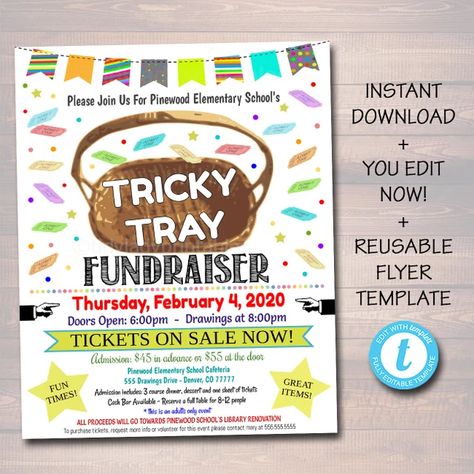 TidyLadyPrintables - Etsy Unique Fundraising Ideas, Pta Organization, Pto Flyers, Easy Fundraising, Tricky Tray, Fundraising Games, Auction Event, Unique Fundraisers, Pta Fundraising