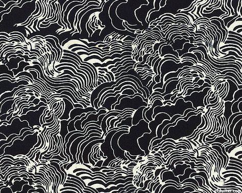 Asian Clouds Batik - Black and White Asian Cloud Pattern, Black And White Chinese Art, Fire Stencil, Asian Clouds, Japanese Clouds, Ancestral Art, Cloud Tattoo Design, Black And White Clouds, Cloud Texture