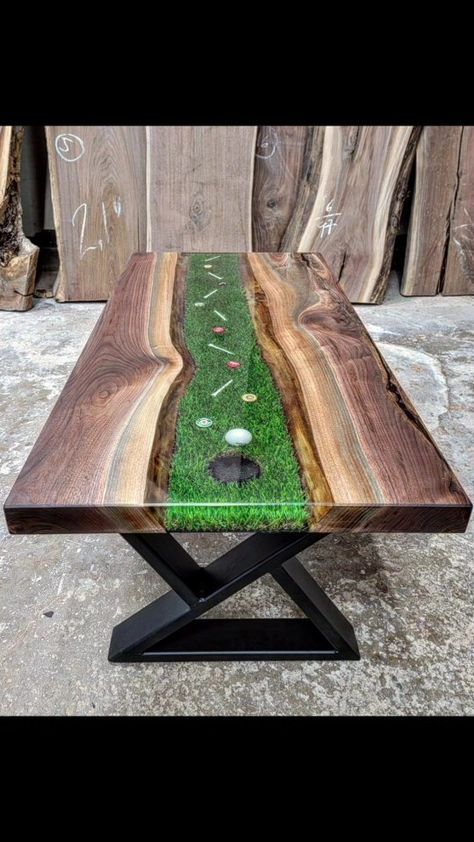 backyardresin on Instagram: Golf Coffee Table ⛳ Order Yours Now On Our Website Link In Our Profile Bio 👆 Coffee, Table Tops, Table Furniture, Console Table, Decor Gifts, Epoxy Resin, New Black, Ebay Finds, Furniture Diy