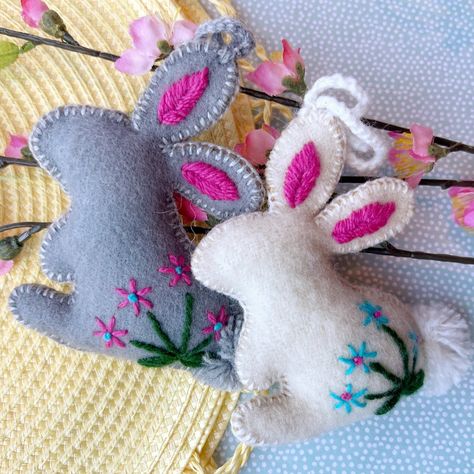 Easter Egg Ornament with Embroidered White Dots Rabbit Ornaments, Grey Ornaments, Spring Trees, Felt Easter, Easter Ornaments, Easter Egg Ornaments, Unicorn Ornaments, Beautiful Museum, Peter Cottontail