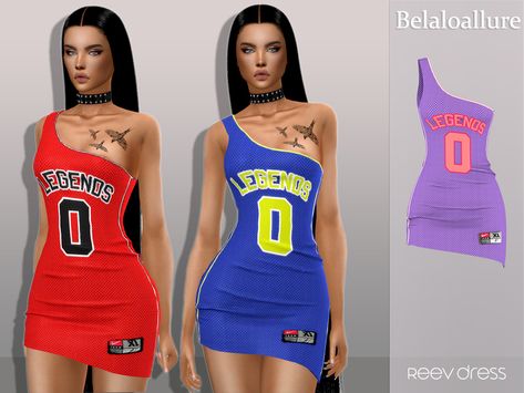 Sporty Outfits Black, Jersey Shirt Outfit, Jersey Dress Outfit, Jordan Dress, Sims 4 Black Hair, Jersey Party, Outfits 2000s, Sims 4 Teen, Sims 4 Dresses