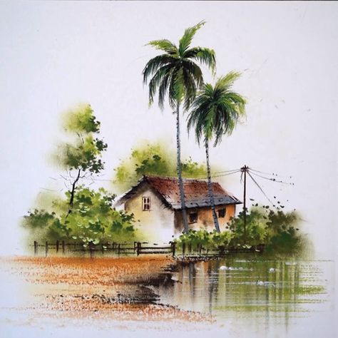 Natural Scenery Watercolor, Scenery Watercolor Paintings Easy, Water Colour Drawing Scenery, Watercolor Paintings Scenery Easy, Beautiful Scenery Drawings Easy, Watercolor Paintings Nature Easy, Watercolor Nature Paintings Easy, Watercolor Scenery Landscape Paintings, Landscape Drawings Pencil Colour