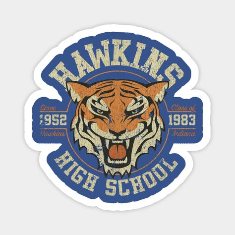 Hawkins High School Stranger Things, Hawkins High School, Hawkins Middle School, Hawkins Indiana, Stranger Things Merchandise, Stranger Things Sticker, 80s Look, Tumblr Stickers, Stranger Things Aesthetic