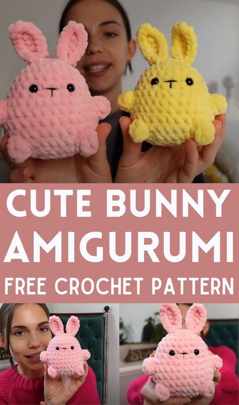 Crochet Bunny Amigurumi Tutorial Amigurumi Patterns, Crochet Patterns Bunny Free, Quick Crochet Bunny Pattern Free, Yellow Amigurumi Free Pattern, No Sew Bunny Crochet, Amigurumi Cute Free Pattern, Super Bulky Yarn Patterns Crochet Amigurumi, Crochet No Sew Amigurumi Free Pattern, Crochet Bunny Pattern Free Amigurumi