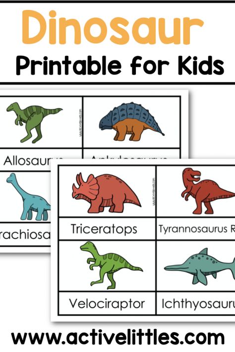 Free Dinosaur Printables, Dinosaurs For Toddlers, Dinosaur Cut Outs, Dinosaur Crafts Preschool, Dinosaur Template, Dinosaur Classroom, Free Classroom Printables, Dinosaur Types, Dinosaur Theme Preschool