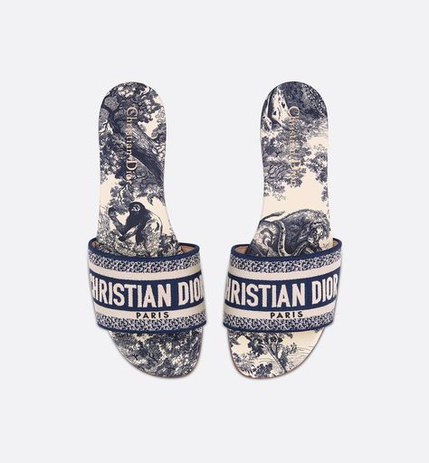 Christian Dior Slides, Dior Slides, Dior Sandals, Cristian Dior, Christian Dior Paris, Dior Paris, Dr Shoes, Blue Toile, Shoe Wishlist