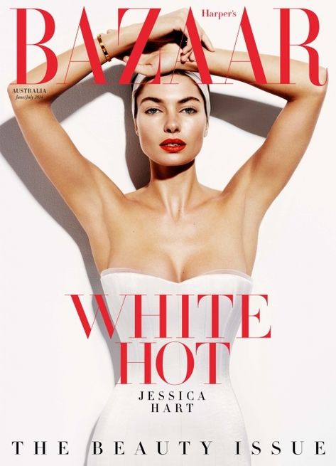 Jessica Hart is White Hot in Bazaar Australia Photos by Simon Upton Harpers Bazaar Covers, Jessica Hart, Harpers Bazaar Magazine, Australia Photos, The Blonde Salad, Fashion Magazine Cover, Alex Perry, Fashion Cover, Vogue Covers