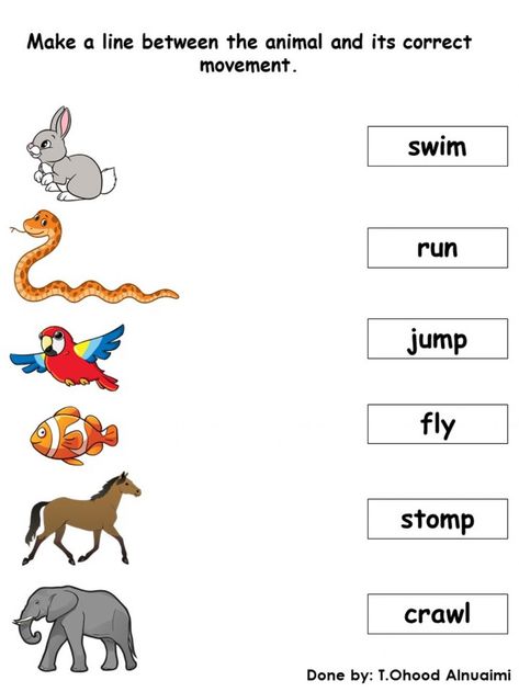 1class English Worksheet, Animals Movement Activities, Animal Worksheets First Grade, Action Worksheets For Kindergarten, Animals Movement Worksheet, Kg 2 English Worksheets, Kg2 English Worksheets, Animals Worksheet Kindergarten, Animals Worksheets For Kids