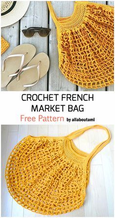 Crochet French Market Bag, Diy Crochet Basket, French Market Bag, Crochet Shoulder Bags, Crochet Bag Pattern Free, Bag Pattern Free, Crochet Market Bag, Market Bags, Crochet Basket Pattern