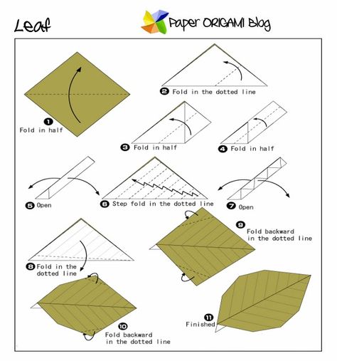 Easy Origami: Leaf | Paper Origami Guide Origami Leaf Easy, Origami Sunflower, Leaf Origami, Origami Leaf, Sunflower Leaf, Origami Guide, Flowers Origami, Origami Leaves, Sunflower Leaves