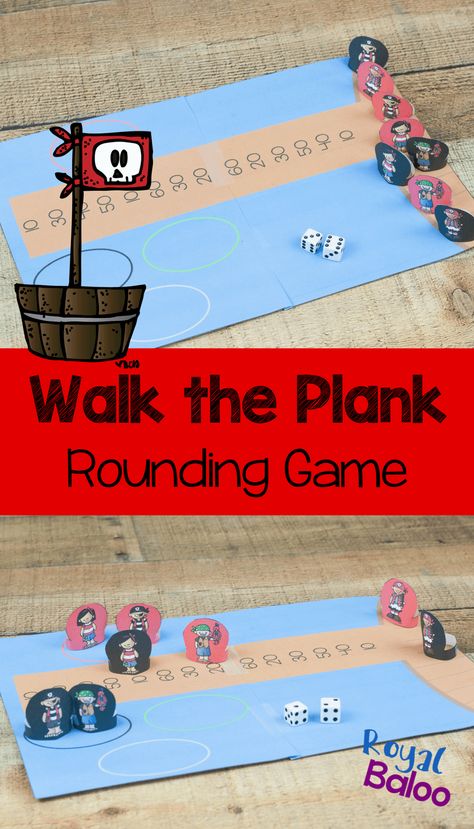 Walk The Plank Game, Pirate Activities Preschool, Rounding Games, Rounding Activities, Pirate Maths, Pirate Week, Pirate Unit, Make Math Fun, Walk The Plank