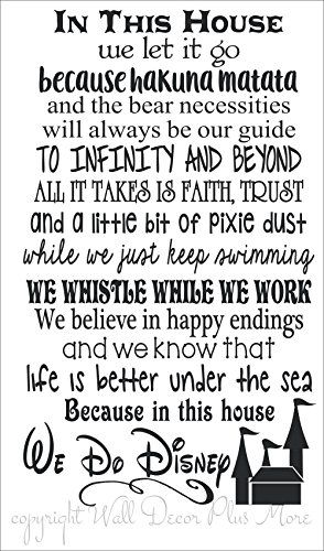 In This House.... We Do Disney, Wall Decals Letters for C... https://www.amazon.ca/dp/B01EJ9F5FM/ref=cm_sw_r_pi_dp_x_-cV-xb4H7QBJG Family Wall Decals Quotes, Wall Decal Quotes, Room Decor Black, Disney Wall Decals, Mickey House, Family Love Quotes, Disney Diy Crafts, House Decals, Cool Room Decor