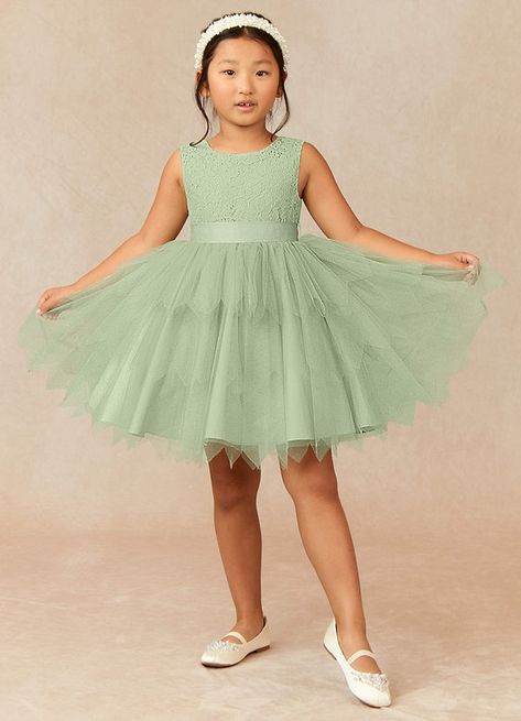 AZAZIE CHICA FLOWER GIRL DRESS - Flower Girl Dresses Olive Green Flower Girl, Green Toddler Dress, Green Flower Girl Dresses, Moss Wedding, Bridal Party Attire, Dusty Sage, Tulle Flower Girl, Satin Sash, Flower Girl Dresses Tulle