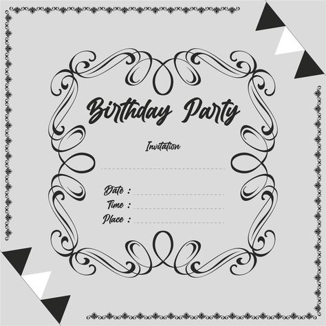 Free Printable Black And White Birthday Invitations Birthday Invention Card Template, Cute Birthday Party Invitations, Birthday Invitations Black And White, 16 Birthday Party Invitation Ideas, Birthday Invation Template, Happy Birthday Invitation Card Design, Pozivnice Za Rodjendan Za Printanje, Birthday Card Templates Printable Free, Invations Birthday