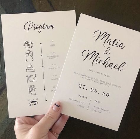 Bryllupsinvitation - Maria & Michael Original Wedding Invitations, Wedding Program Sign, Wedding Timeline Template, Invitations Diy, Wedding Invitation Inspiration, Wedding Invitation Card Design, Digital Wedding Invitations, Future Wedding Plans, Wedding Timeline