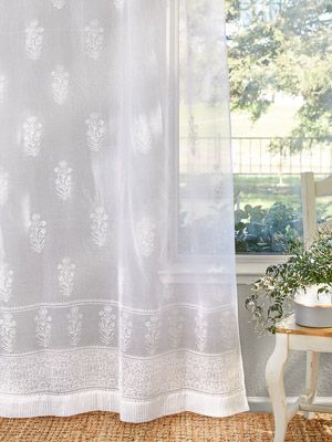 Tulip Mist ~ White Floral India Sheer Curtain Panels Moroccan Curtains, Indian Curtains, Indian Bedding, Bohemian Curtains, White Sheer Curtains, Tab Top Curtains, Sheer Curtain Panels, Floral Bedding, Cotton Curtains