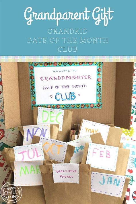 Grandparent Gift Idea - Inner Child Fun Grandparent Traditions Cute Ideas, Gifts From Grandparents To Grandchildren, Gifts For Grandkids Ideas, Grandkid Gifts To Grandparents, Diy Grandparents Gifts, Diy Christmas Gifts For Grandparents From Grandkids, Gift Of Time Ideas, Date Of The Month, Grandkid Gifts