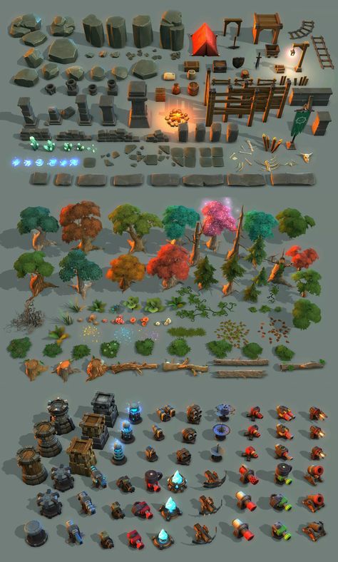 3d Assets Design, 3d Art Environment, Rts Game Concept, Tower Defense Concept Art, Tower Defense Game, Game Props Concept Art, Game Assets 2d, Game Environment Art, Game Mechanics Design