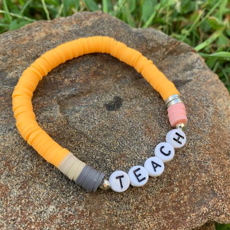 Heishi Bead Bracelets, Quirky Bracelets, Band Teacher Gifts, Heishi Jewelry, Teacher Bracelet, Small Bead Bracelet, Band Teacher, Vinyl Disc, Homemade Bracelets