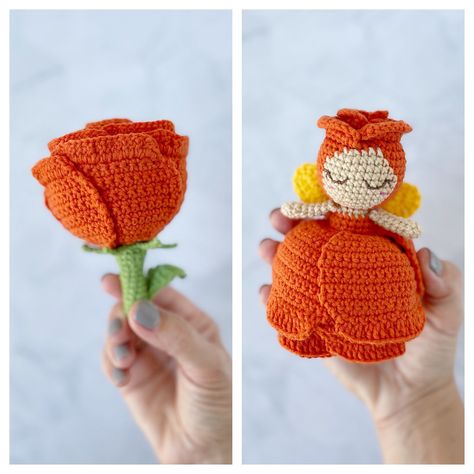 Amigurumi Patterns, Reversible Doll Crochet, Reversible Crochet Doll, Crochet Rose Doll, Crochet Rose Doll Free Pattern, Crochet Reversible Flower Doll Free Pattern, Crochet Flower Dolls, Crochet Reversible Doll, Fairy Tail Crochet